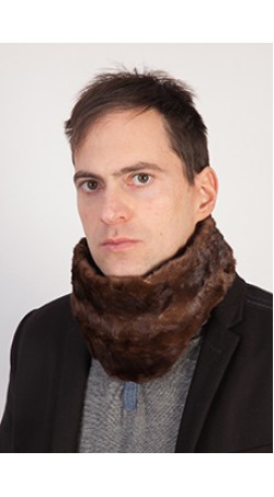 Brown mink fur neck warmer - unisex